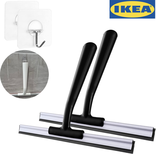 이케아 유리닦이 2개 + 모다미 혁명후크 2개, 1세트, 블랙