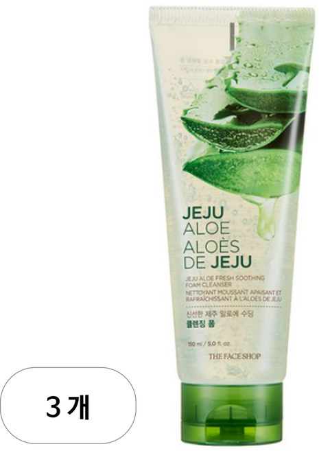 더페이스샵 신선한 제주 알로에 수딩 클렌징 폼, 150ml, 3개