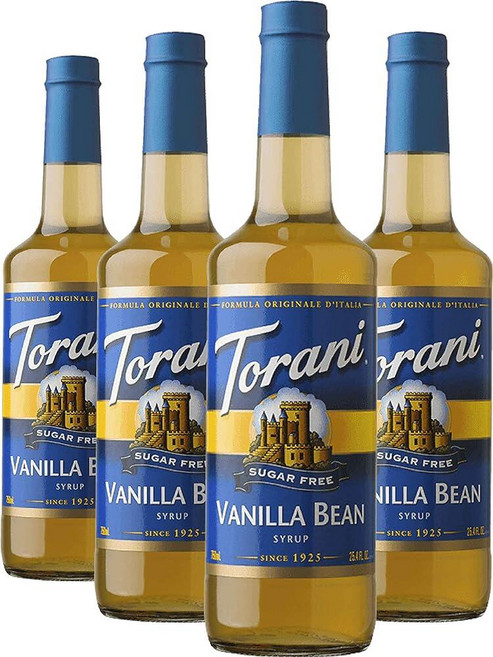 Torani 무설탕 시럽 바닐라 빈 700ml(25.4온스) 병 (4팩)143798, Vanilla Bean, 700ml