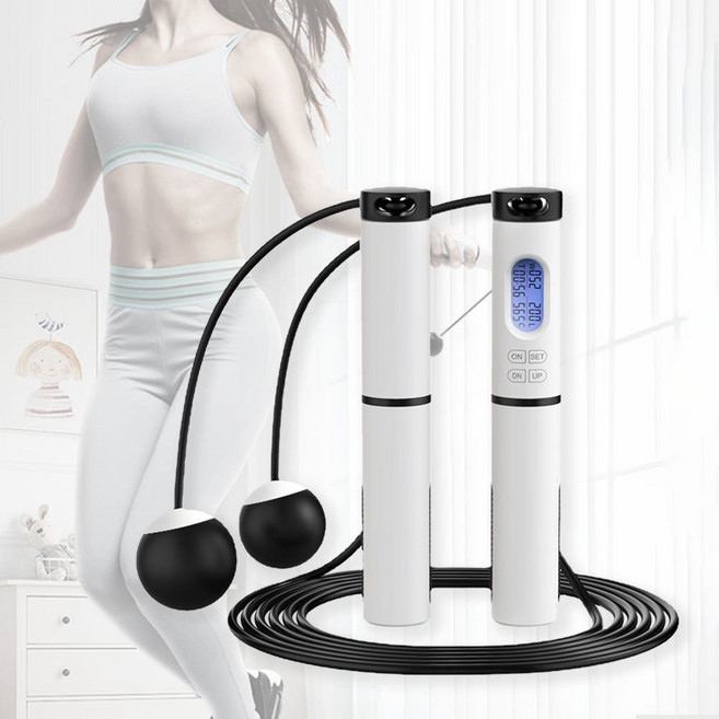 2in1 무선 와이어 스마트 줄넘기 실내 다이어트, 화이트, 1개