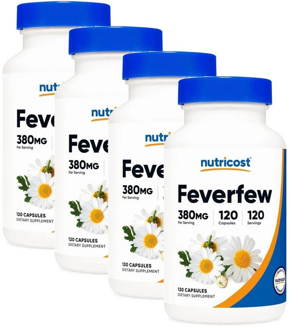 뉴트리코스트 피버퓨 작은쑥국화 추출물 380mg 캡슐 Nutricost Feverfew, 120정, 4개 - 쿠팡