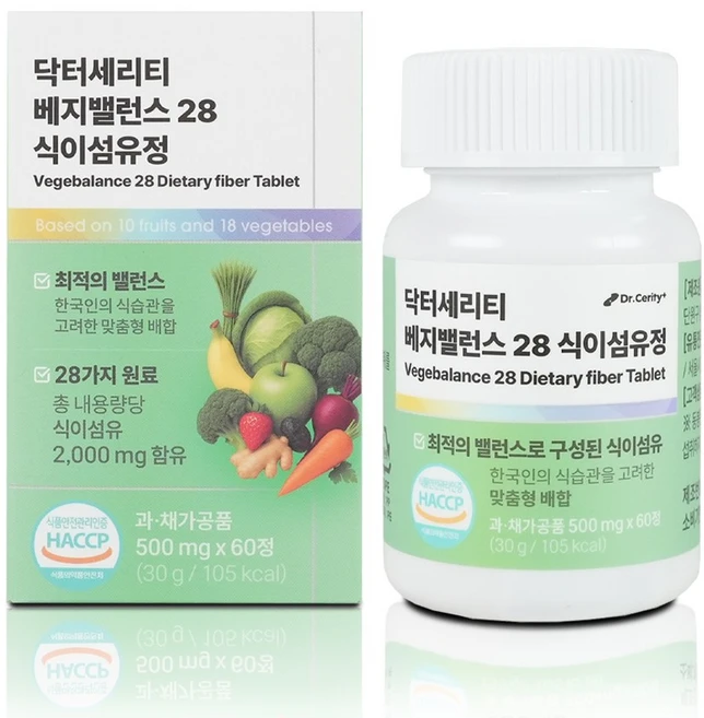 닥터세리티 베지밸런스 28 식이섬유정 60정, 1개, 500g - 쿠팡