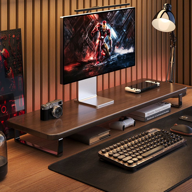 BIKASU 싱글 모니터 받침대 게이밍 사무실 모니터 선반 60CM, 월넛