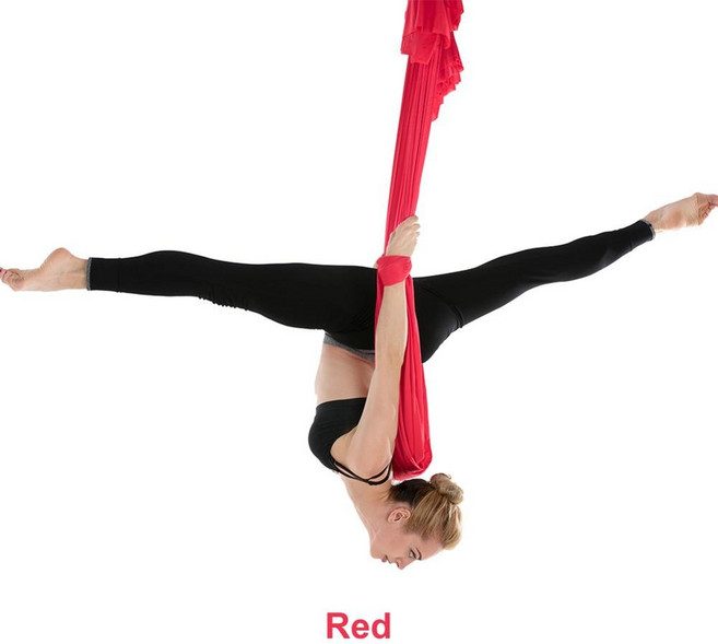 5*2.8m 피트니스 요가 스트레치 실크 반 중력 공중 요가 스윙 슬링 반전 해먹 Platis 코어 강도 운동, 12-레드, 1개