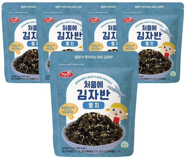 베베스트 아기 처음에 김자반, 멸치맛, 25g, 5개