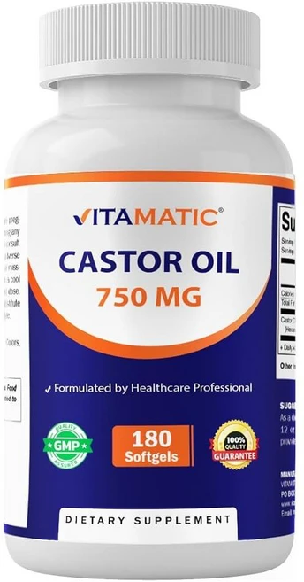 비타매틱 캐스터 오일 750mg 캡슐 180정, 1개 - 쿠팡