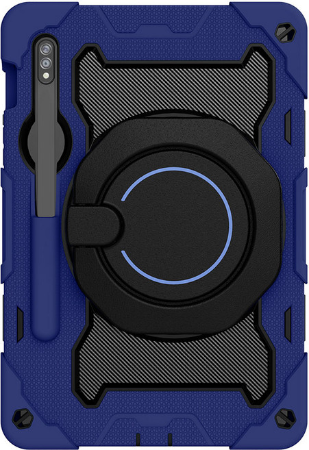 하푼 스탠드 회전 거치 핸들 펜수납 스트랩 케이스, 1개, 다크블루