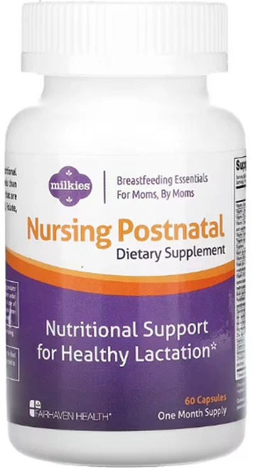 페어패븐 헬스 Fairhaven Health Milkies Nursing Postnatal 모유 수유 종합비타민 캡슐 60정 FHH-00039, 1개 - 쿠팡