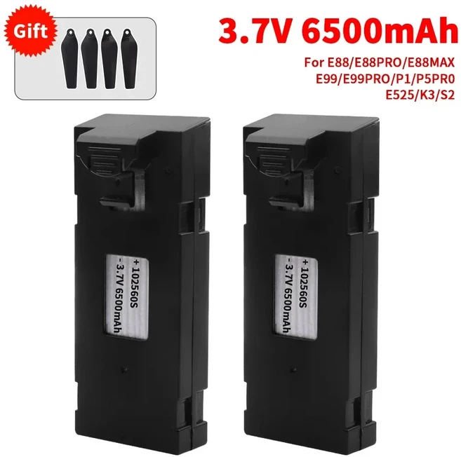 3.7V 6500Mah RC 드론 배터리 액세서리 E88 E88PRO E99 P1 K3 LsE525 E525 PRO 미니 Uav 드론 배터리 특수, 08 2PCS