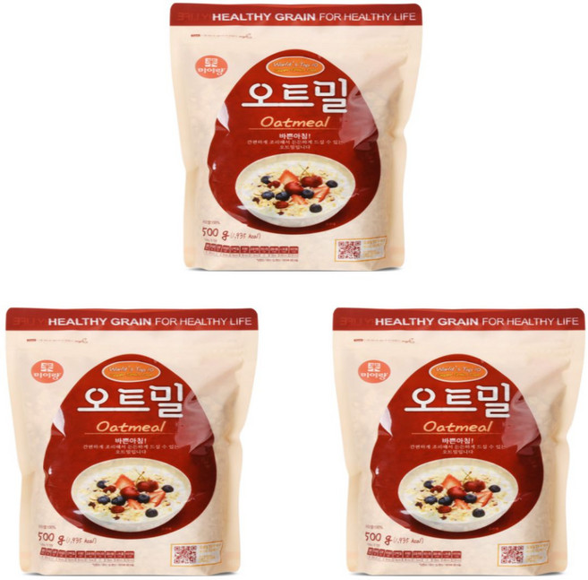 두보식품 미이랑 오트밀 캐나다산 500g 3팩 귀리 곡물 식사대용 간편식 시리얼, 3개