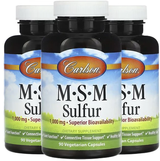 칼슨 MSM 황 1 000mg 90베지캡슐, 3팩, 90정 - 쿠팡