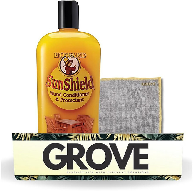 하워드 선쉴드 우드 왁스 16온스 타월 - 자외선 차단제가 포함된 프리미엄 가구 왁스 실내외 가구용 목재 복원기 실외 보호기, 원목 오일 스테인 방부목 나무 하워드 선실드 우드 왁스, 1개