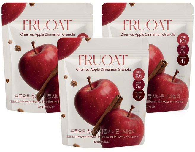 프루오트 애플 시나몬 츄러스 과일 그래놀라, 3개, 40g