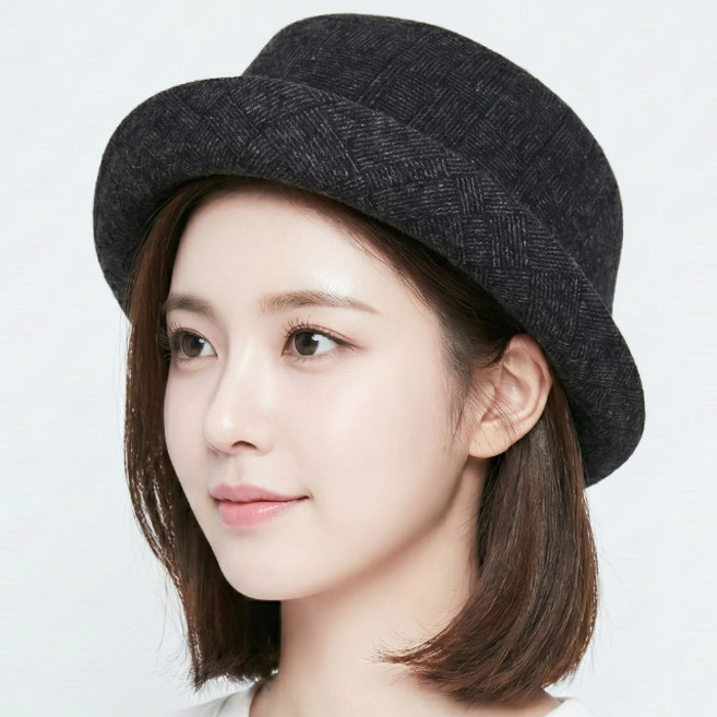 페도라 숏챙 체크 포크파이 중절모 패션 귀여운 체크