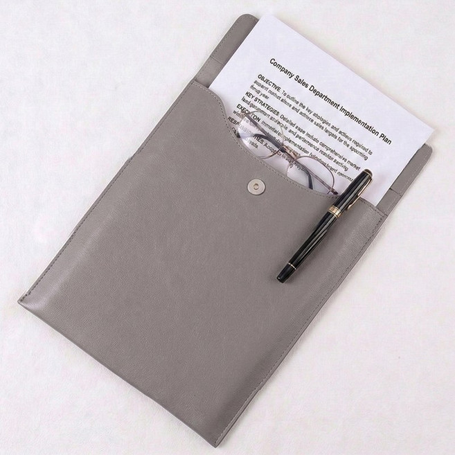 제로앤나인 A4 서류 가죽파우치 클러치 파일 케이스, 1개, 그레이