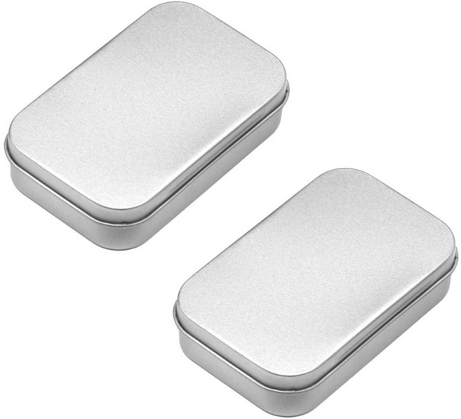 팡스몰 사각 무지 틴케이스 포카 포토 다꾸 굿즈 틴 케이스, 2개, 실버