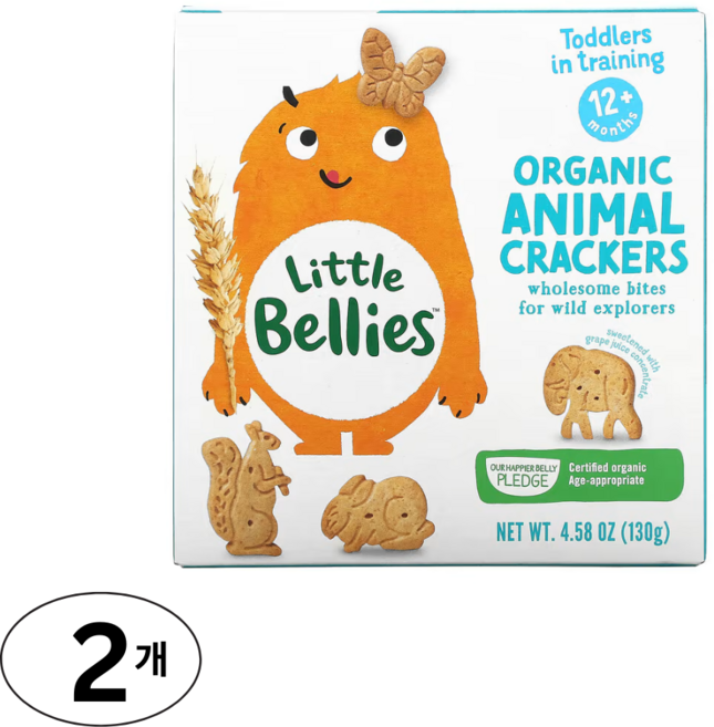 Little Bellies 유기농 애니멀 크래커 열두개월 이상, 130g, 2개