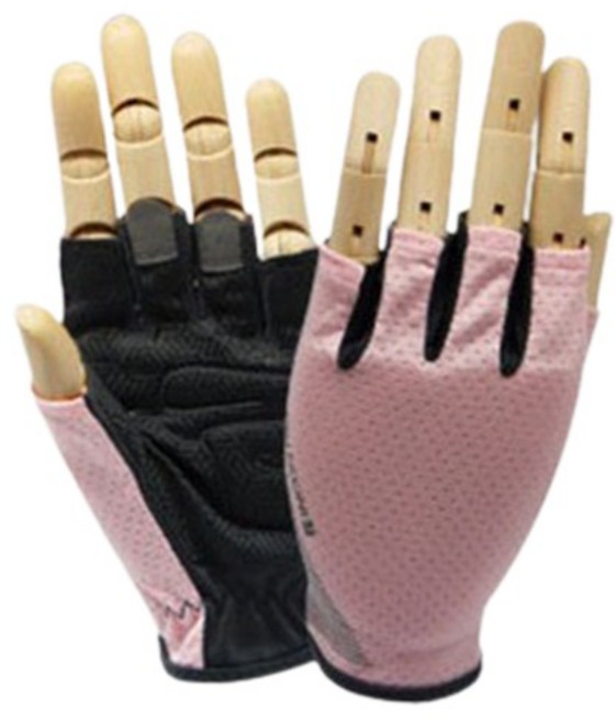 인콘트로 여성용 에어로 메쉬 논슬립 스포츠 반장갑, 연분홍, 1개