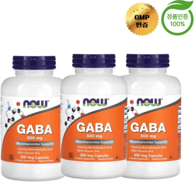 2+1 나우 푸드 비타민B6 함유 GABA 500mg 베지 캡슐 200정, 3개 - 쿠팡
