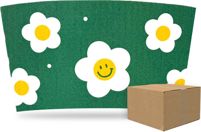 10온스 13온스 테이크아웃컵 종이컵 아이스컵 홀더 스마일플라워 1박스 1000개, 1세트, 1000개입