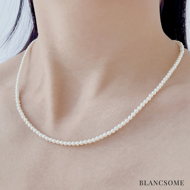 블랑썸 구체형 핵진주 목걸이 천연 진주목걸이 3mm/4mm/5mm/6mm