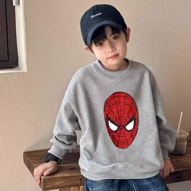 스파이더맨 스팽글 맨투맨 봄가을용 / 겨울기모 110-160호 초등 주니어 어린이