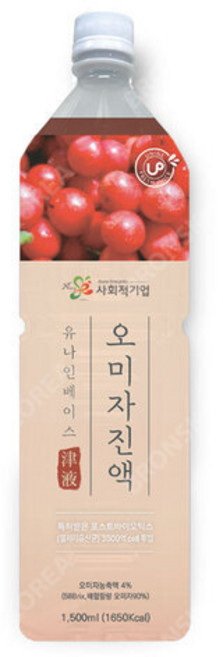 유나인베이스 오미자 1.5L 1개/과일원액 희석음료, 1개