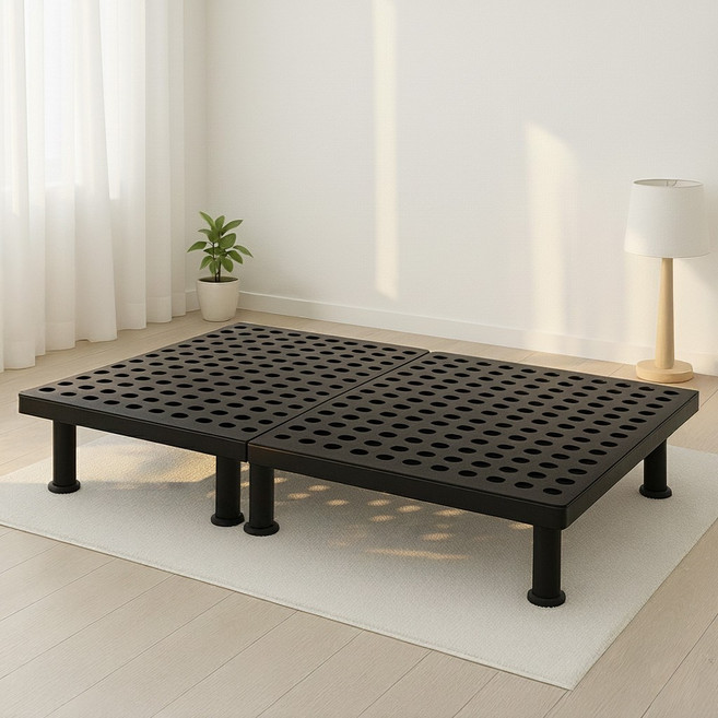 플라스틱 매트리스 받침 침대판 프레임, 블랙
