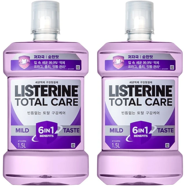 리스테린 토탈케어 마일드 구강청결제, 1.5L, 2개 - 쿠팡