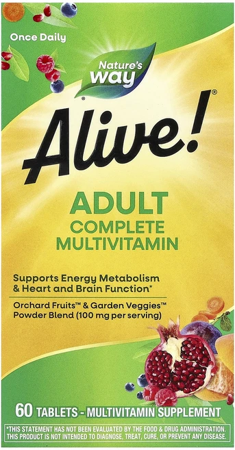 몸관리하세요 겨울입니다 Nature's Way Alive!® 어덜트 컴플리트 종합비타민 60정 특별관리진행, NaturesWayAlive어덜트컴플리트종합비타민60정, 1개 - 쿠팡