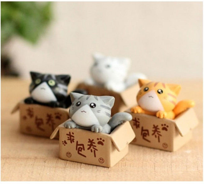 L-one 求包養私房貓 小貓咪公仔微景觀擺件 多肉植物苔蘚生態瓶配件景觀盆栽 zakka 攝影道具, 單入-款式隨機 不挑款