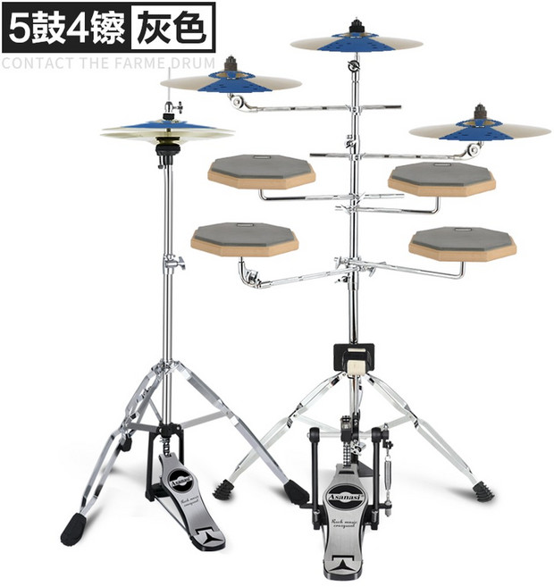드럼연습기 심벌즈 풀세트 패드 심벌세트 주황 타악기 회색 거치대 드럼페달, 그레이 오북사금 드럼통 무음패드 드럼키, 1개