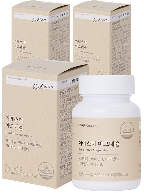 [본사직영] 여에스더 마그네슘 (신경/근육 마그네슘 & 에너지/활력 비타민B군) 국민영양 프로젝트, 30정, 3개