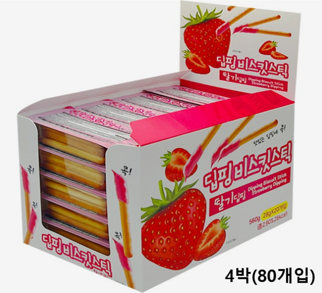 딥핑비스킷스틱 딸기, 28g, 80개