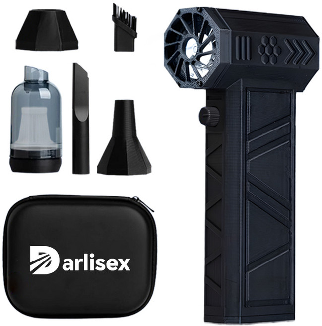 Darlisex 초강력 무선 에어건 캠핑 차량 세차 가정용 폭력 터빈 선풍기, 블랙, 슈트