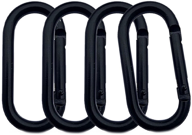 헬스기구 카라비너 타원비너 헬스기구전용 비너 고강도 강철합금 홈짐비너 웨이트비너, 블랙, 4개