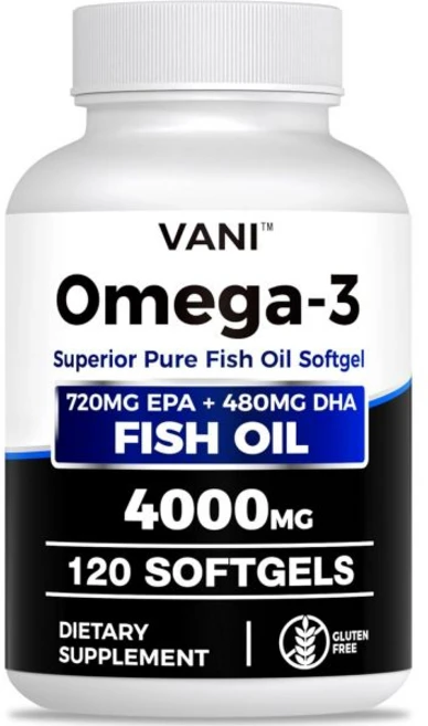 Fish Oil Omega 3 （4000mg） 120 Softgels，Omega 3 --ty Acid Supplements with EPA & DHA for & Heart H, Fish Oil Omega 3 （4000mg）, 120, 1개 - 쿠팡