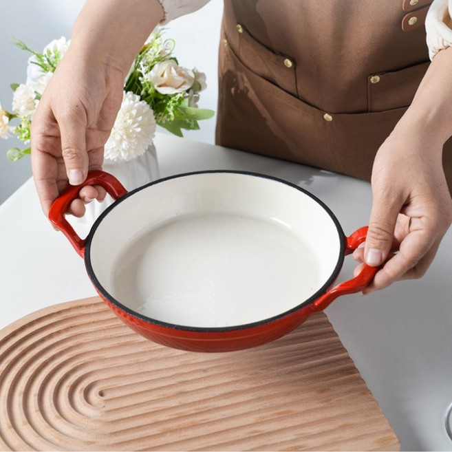 양귀 프라이팬 도자기 프라이팬 도자기내열프라이팬 레드, 1개, 20cm