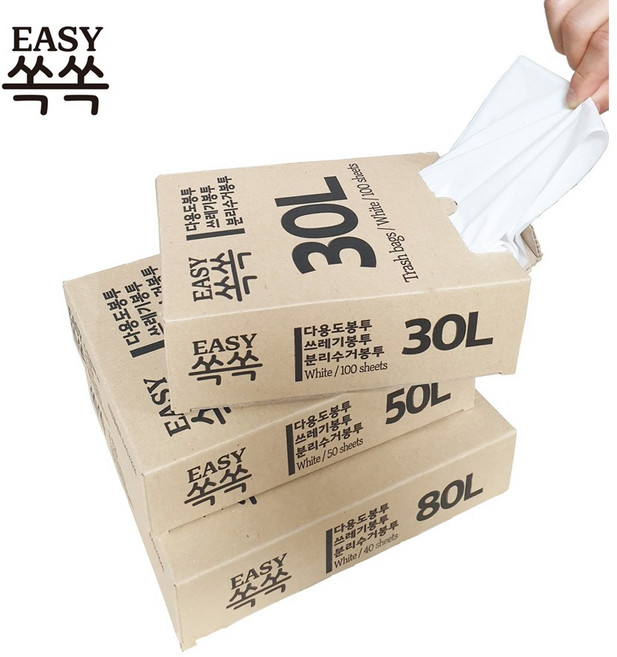 easy 쏙쏙 뽑아쓰는 다용도 배접 비닐 봉투 100p, 30L, 1개