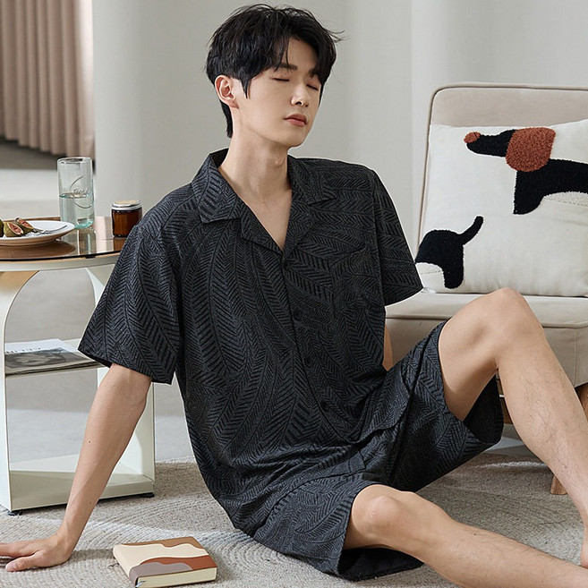 Ehuku 남자 여름 잠옷 세트 빅사이즈 반팔 파자마 홈웨어