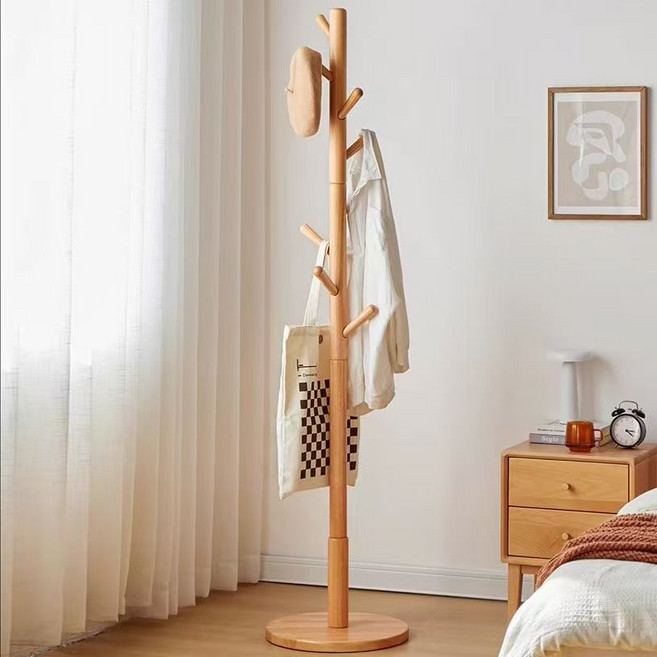 스피드박스 원목 스탠드 옷걸이 행거 원판형 38*172cm, 원목색