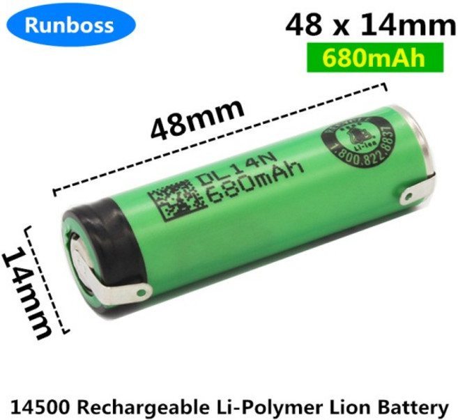 면도기 헤드 호환전기 면도기용 리튬 이온 배터리 필립스호환 HQ7340 HQ7120 3.7V 680mAh, 01 1PCS 14500 680mAh, 한개옵션1, 1PCS 14500 680mAh