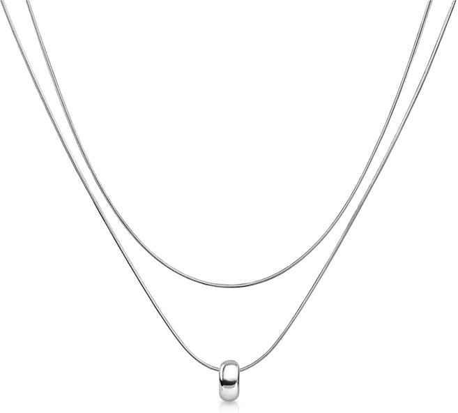 ARIN 실버925 도넛 더블 체인 목걸이 AND031