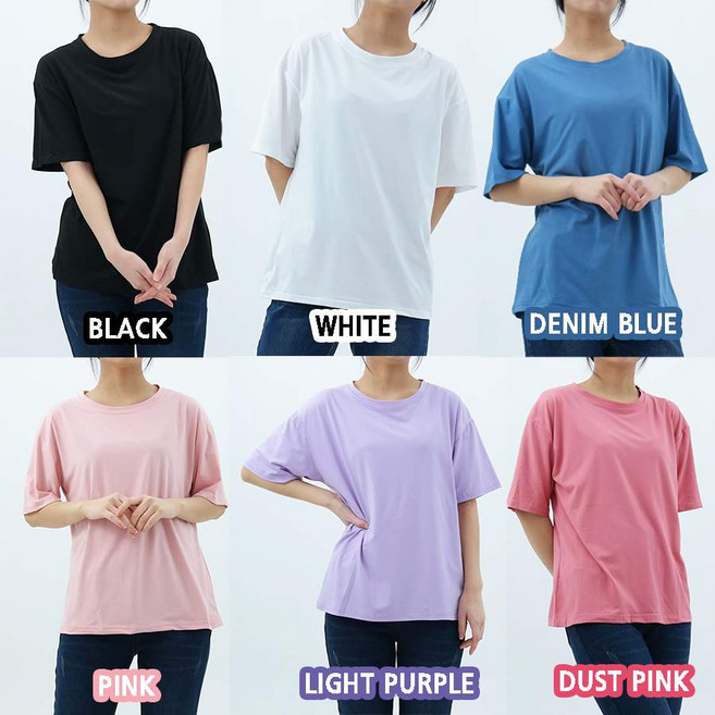 1+1 보들보들 피치스킨 라스티(ROUND SPAN- T) 스판 반팔 티셔츠
