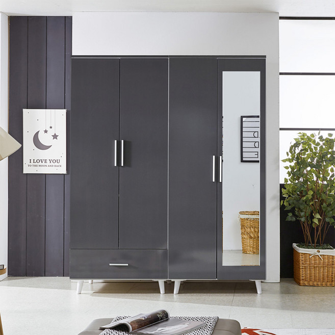 이노센트 캐스 1600 1단서랍옷장+거울 옷장 이불장 택1 i103904, 옷장, 그레이_103904