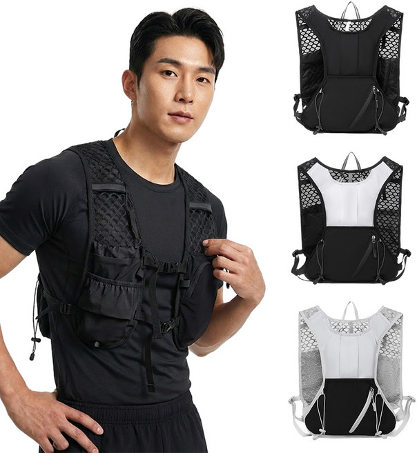 앙플러스 초경량 트레일 러닝 조끼 가방, 블랙