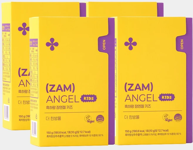 더한방울 흑하랑 잠엔젤 키즈 4박스(60포), 150g, 4개 - 쿠팡