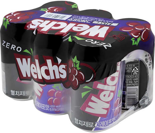 웰치스 제로 그레이프맛, 355ml, 6개