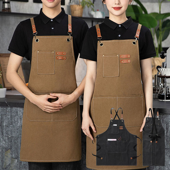 다다 캔버스 공방 바리스타 방수 다용도 전문가앞치마, 그레이