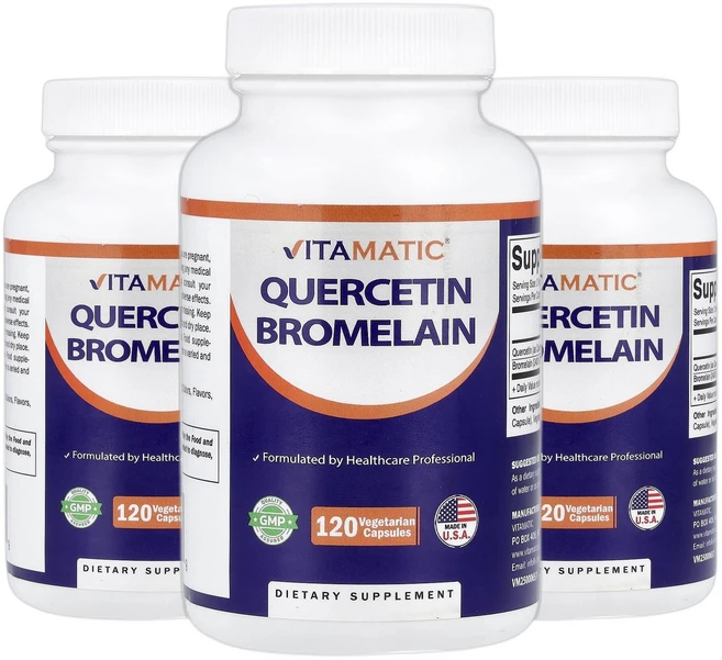 비타매틱 브로멜라인 퀘르세틴 케르세틴 베지 캡슐 120정 2+1, 3개 - 쿠팡